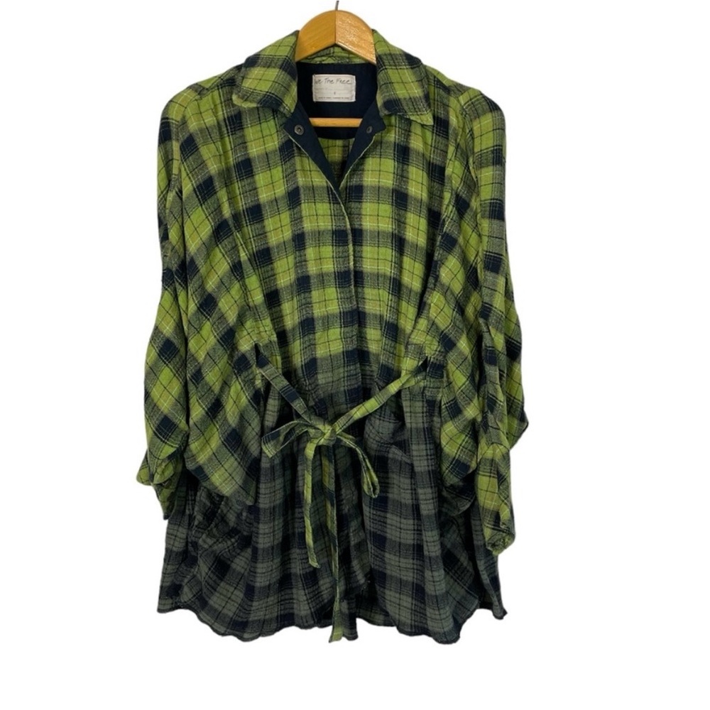 ✨ FREE PEOPLE WE THE PEOPLE Green Plaid Ombré Shirt